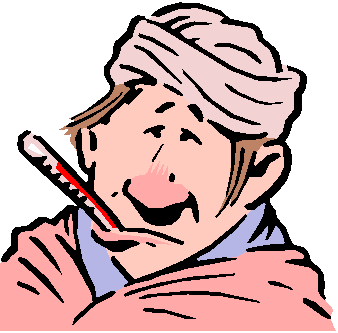 Sick man with a thermometer in his mouth