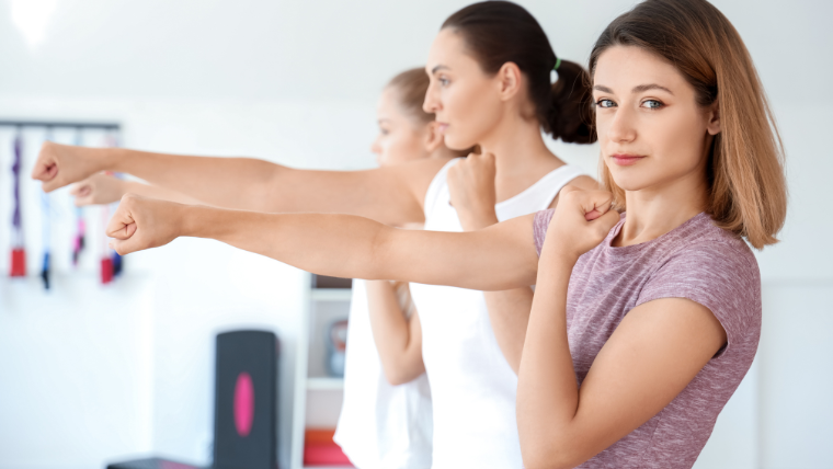 Women punching air